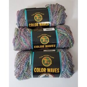 Lion Brand Yarn Color Waves Pebble Beach 398 Bulky 125 yds each 3 Skeins NEW